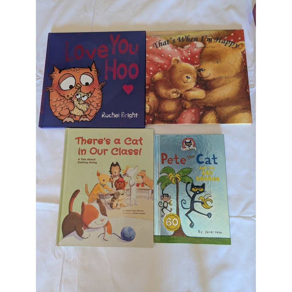 4 Kids Hardcover Book Lot | Pete the Cat,‎ Love You Hoo | Preschool Kindergarten